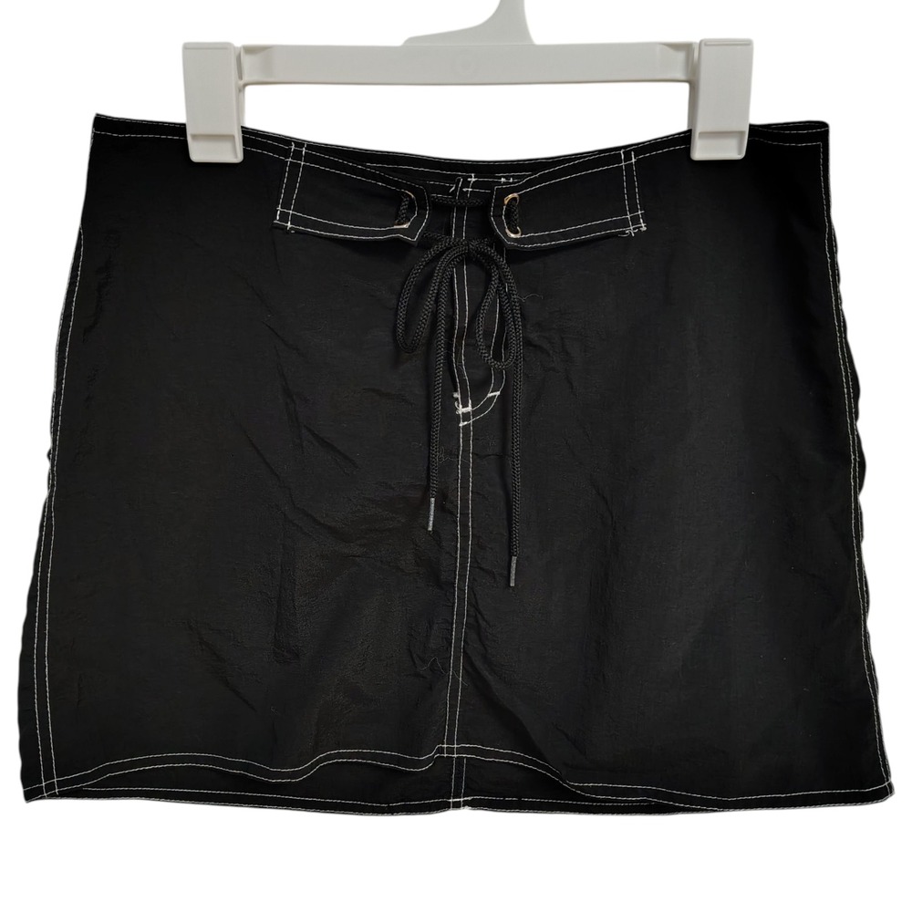 Vintage Hana Junior's‎ Skirt Size 11 Black Mini Nylon Beach Summer Casual 90s